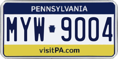 PA license plate MYW9004