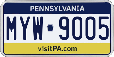 PA license plate MYW9005