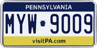 PA license plate MYW9009