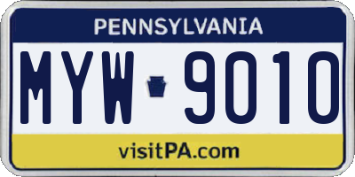 PA license plate MYW9010