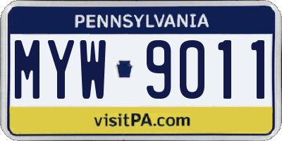 PA license plate MYW9011