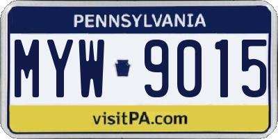 PA license plate MYW9015