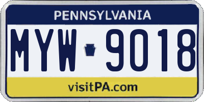 PA license plate MYW9018