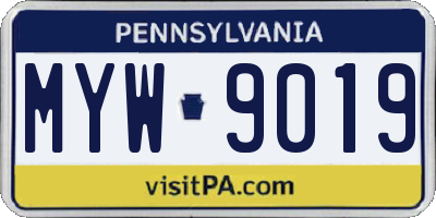 PA license plate MYW9019