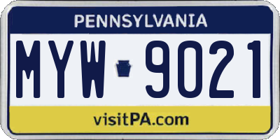 PA license plate MYW9021