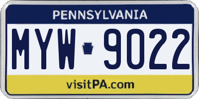 PA license plate MYW9022