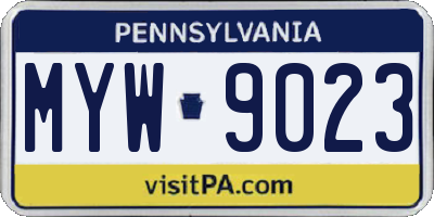 PA license plate MYW9023