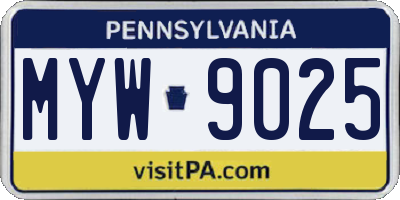 PA license plate MYW9025