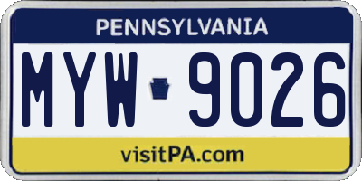 PA license plate MYW9026