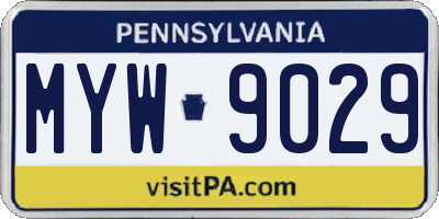 PA license plate MYW9029