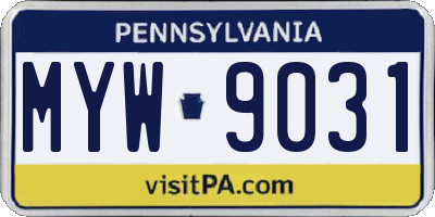 PA license plate MYW9031