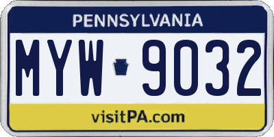 PA license plate MYW9032