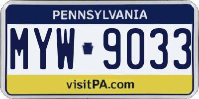 PA license plate MYW9033