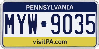 PA license plate MYW9035