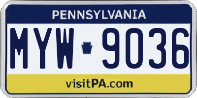 PA license plate MYW9036