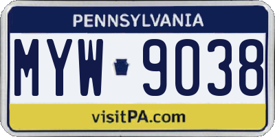 PA license plate MYW9038