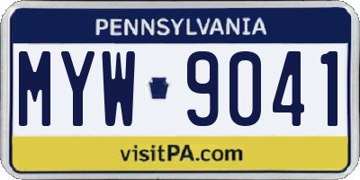 PA license plate MYW9041