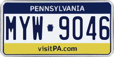 PA license plate MYW9046