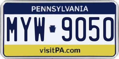 PA license plate MYW9050