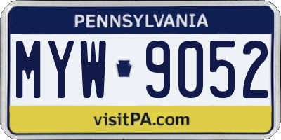 PA license plate MYW9052