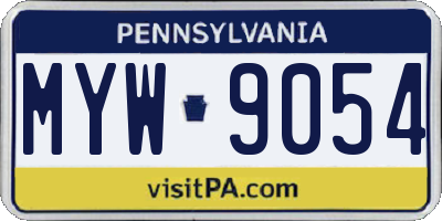 PA license plate MYW9054