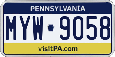 PA license plate MYW9058