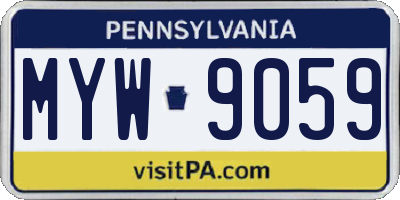 PA license plate MYW9059