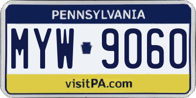 PA license plate MYW9060