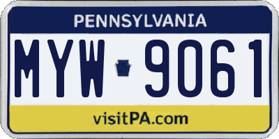 PA license plate MYW9061