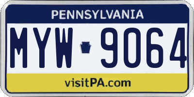 PA license plate MYW9064