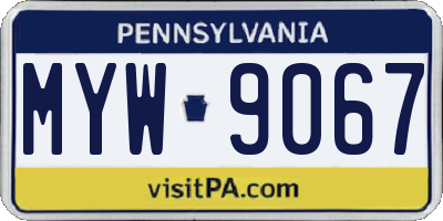 PA license plate MYW9067