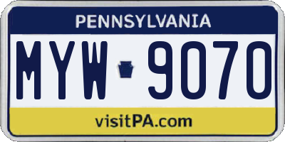 PA license plate MYW9070