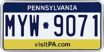 PA license plate MYW9071
