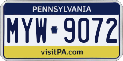 PA license plate MYW9072