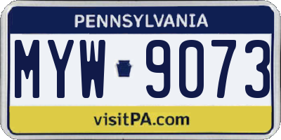 PA license plate MYW9073