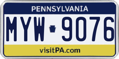 PA license plate MYW9076