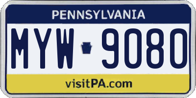 PA license plate MYW9080