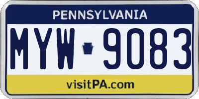 PA license plate MYW9083