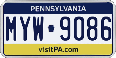 PA license plate MYW9086
