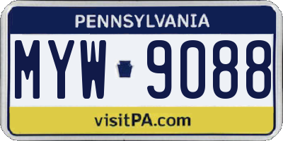 PA license plate MYW9088