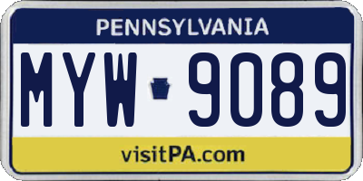 PA license plate MYW9089