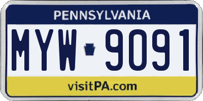 PA license plate MYW9091