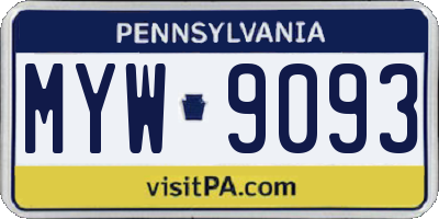 PA license plate MYW9093