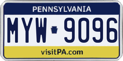 PA license plate MYW9096