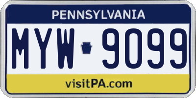 PA license plate MYW9099
