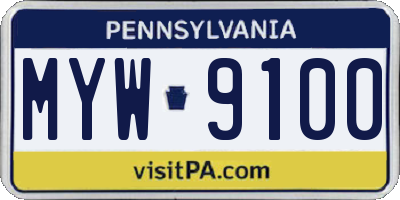 PA license plate MYW9100
