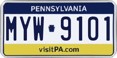 PA license plate MYW9101