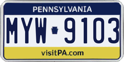 PA license plate MYW9103