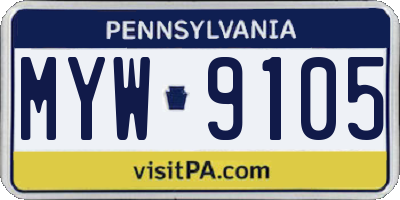 PA license plate MYW9105
