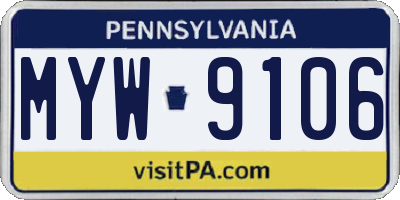 PA license plate MYW9106